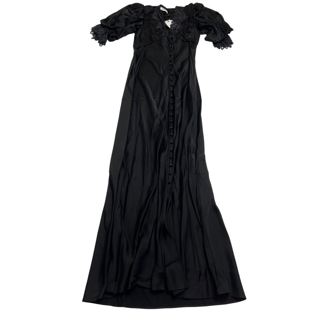 Rumored Black Maxi Dress with Lace Trim